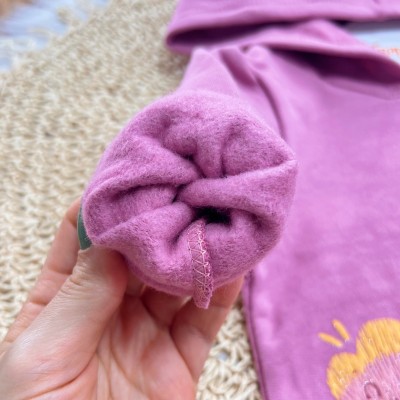 Conj. Jaqueta com Capuz Duas Florzinhas e Calça Legging - Uva e Pêssego 